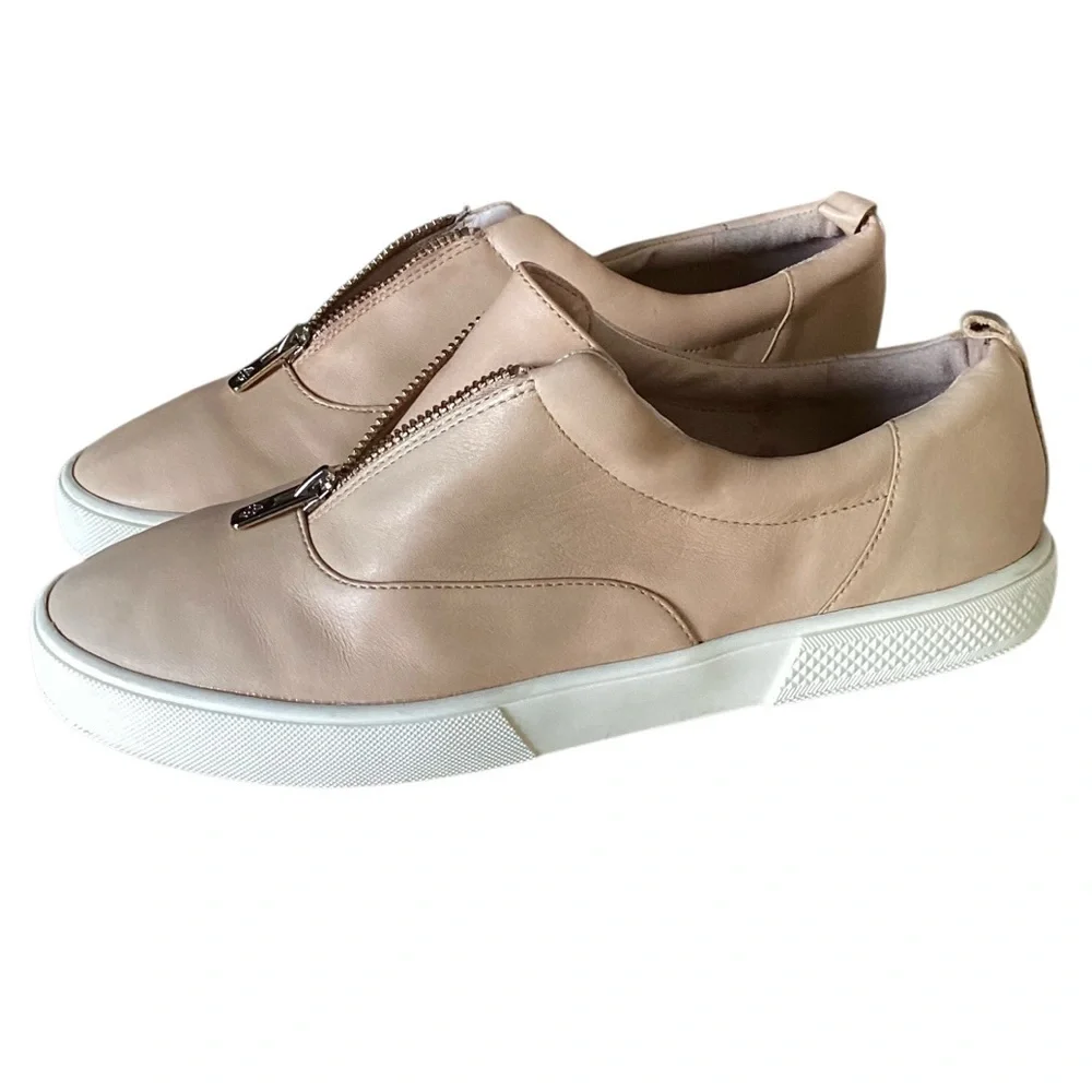 Antonio Melani Garta Suntan Beige Leather Zip Up Sneakers Women’s Size 10